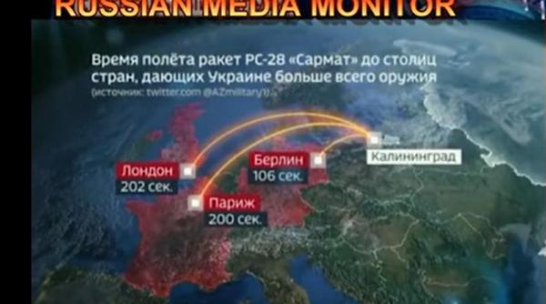 Propaganda Rusiei face „simulări”. Ruşii avertizează că pot lovi Marea Britanie, Franţa sau Germania în doar 3 minute: „Nu vor exista supraviețuitori”