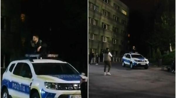Un tânăr din Brașov s-a urcat pe o mașină de poliție și poza a fost pusă pe grupul polițiștilor. A fost reținut pentru 24 de ore 