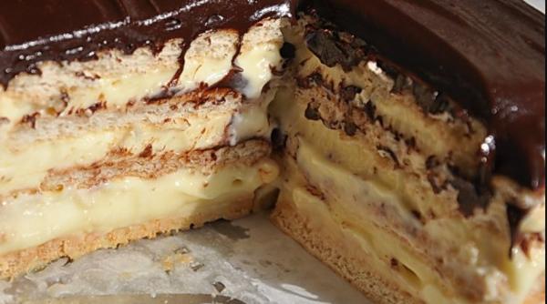 Prajitură cu biscuiți, fără coacere. Atât de simplă și de bună încât o vei face în fiecare săptămână