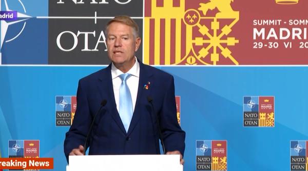 Klaus Iohannis la Madrid: Vrem mai multe forțe NATO în România. Marea Neagră e zonă de război