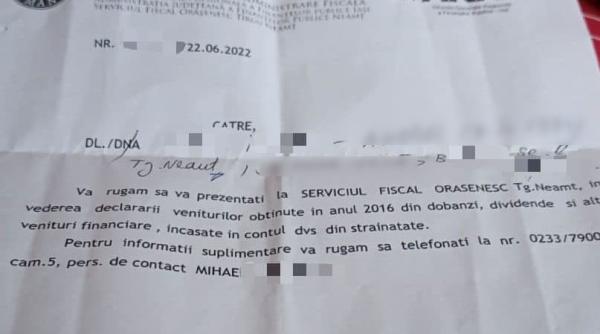 ANAF verifică conturile românilor din străinătate. Cum arată notificarea primită acasă de un bărbat care a lucrat în Anglia - DOCUMENT