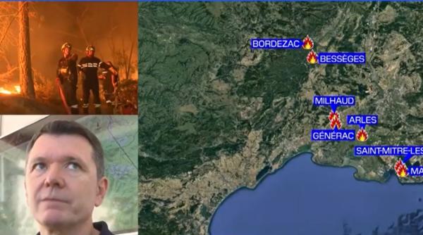 Incendii masive de vegetaţie în sud-estul Franţei: Peste 1.000 de pompieri mobilizați; populația, evacuată