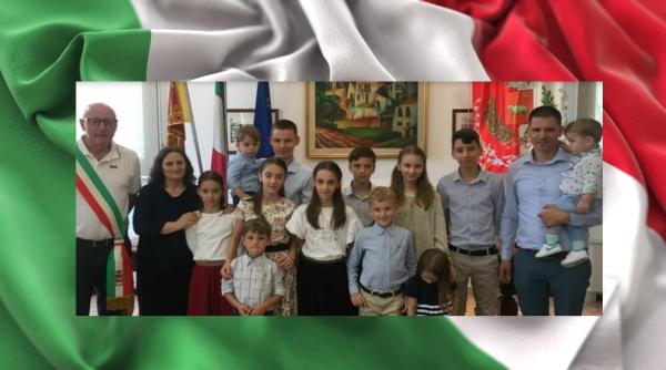 O familie de români cu 12 copii a primit cetățenie italiană: „Aceștia sunt noii italieni care contribuie la creșterea comunității noastre”