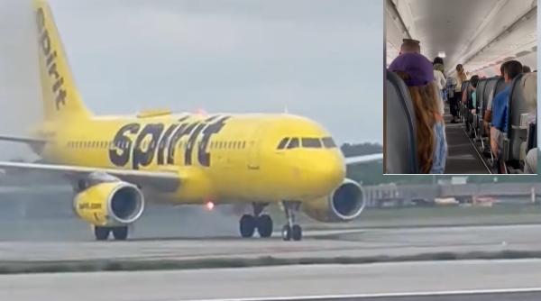 Alertă pe aeroport. Un avion a luat foc imediat după aterizare, după ce frânele trenului de aterizare s-au supraîncălzit