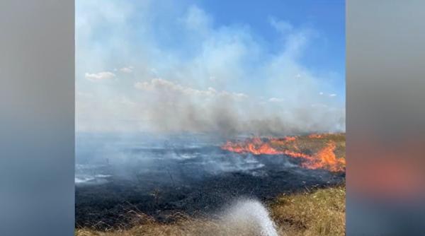 Incendiul din zona Poligonului Babadag, pornit de la un exercițiu al militarilor francezi, a fost lichidat; o fermă a ars în întregime