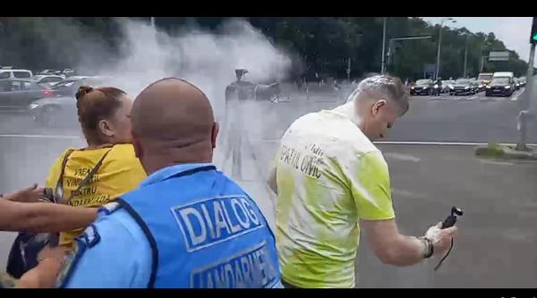 Mălin Bot, atacat de Angi Șerban la protestul din Piața Victoriei, care trebuia să comemoreze "10 august". Video