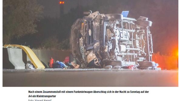 Germania. Microbuz cu muncitori români, răsturnat de mai multe ori după ce un taxi, condus de un șofer drogat, a intrat în el: Zece victime