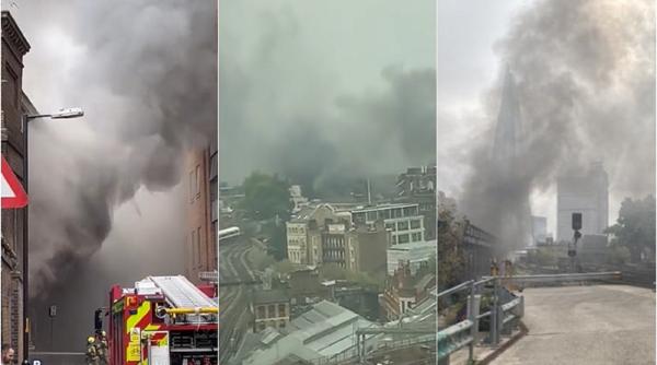 Marea Britanie. Incendiu uriaș în centrul Londrei: Trenuri oprite, oameni evacuați - VIDEO