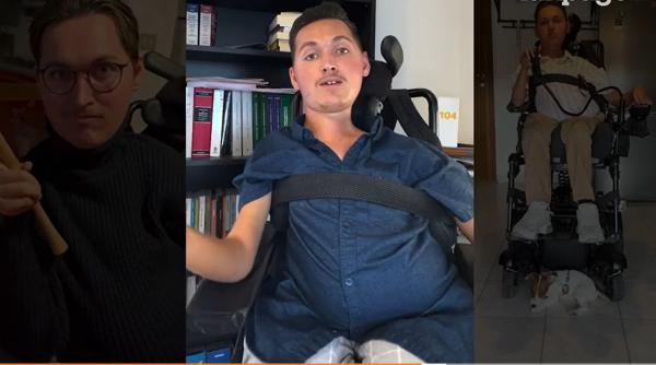 Emanuel Stoica, românul care a impresionat Italia. Imobilizat într-un scaun cu rotile, tânărul influencer face senzație pe TikTok