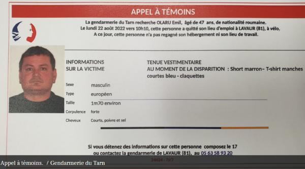 Franța. Român, dispariție îngrijorătoare: Emil a plecat de la muncă pe bicicletă și nu a mai fost văzut de 10 zile