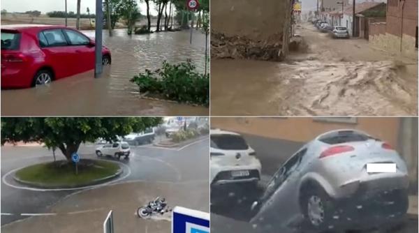 Furtuna Hermine a lovit puternic Spania: Sute de zboruri anulate, scoli închise mâine, străzi inundate și blocate de copaci căzuți