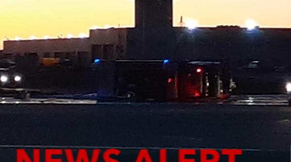 Autospecială de Pompieri, răsturnată pe Aeroportul Henri Coandă