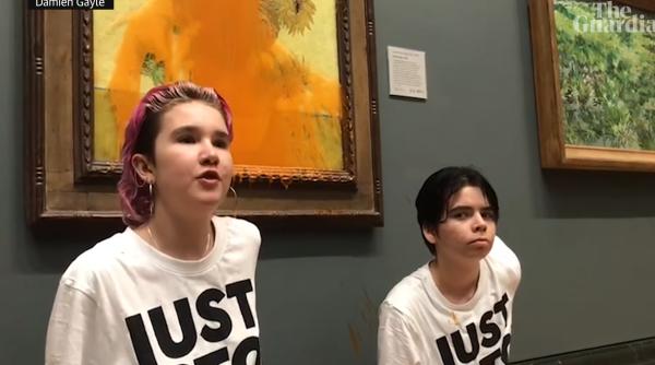 Tabloul lui Van Gog "Floarea-soarelui", vandalizat într-un muzeu din Londra de activiști de mediu: Au aruncat supă de roșii pe el
