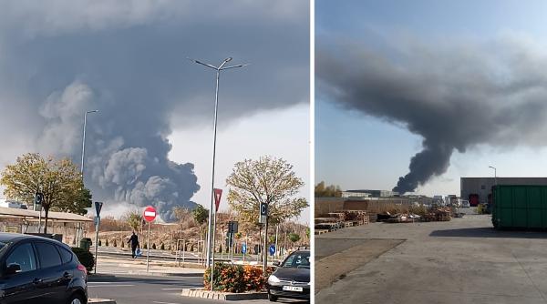 Incendiu de proporții la un centru de colectare și reciclare deșeuri în Chitila. A fost emis Ro-alert (Video)