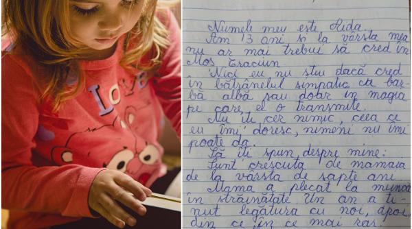 Scrisoare sfâșietoare către Moș Crăciun a fetiței crescută de bunică, cu mama plecată în străinătate: "Fă-o pe mama să sune, măcar atât!"