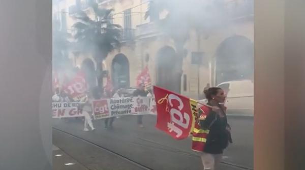 Franța, paralizată de greva generală: Mii de lucrători din numeroase domenii au ieșit pe străzi