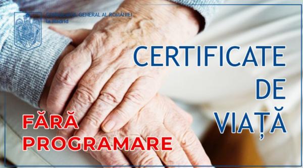 Consulatul României de la Madrid eliberează certificate de viață fără programare