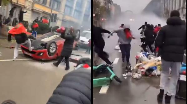 Haos la Bruxelles în timpul meciului Belgia-Maroc. Gaze și tunuri de apă, circulație paralizată: „Poliția se pregătește ca și cum ar fi un asediu“ (Video) 