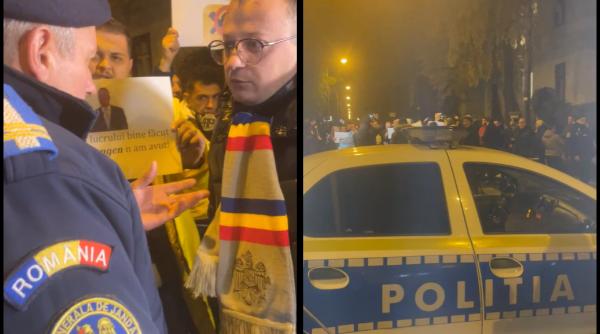 Protest la Ambasada Austriei la București. George Simion, scandal cu jandarmii 