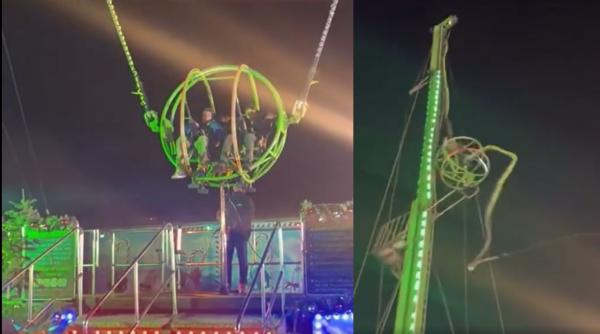 Clipe de panică într-un parc de distracții din Londra: "Praștia umană" s-a rupt cu două persoane prinse înăuntru (VIDEO)
