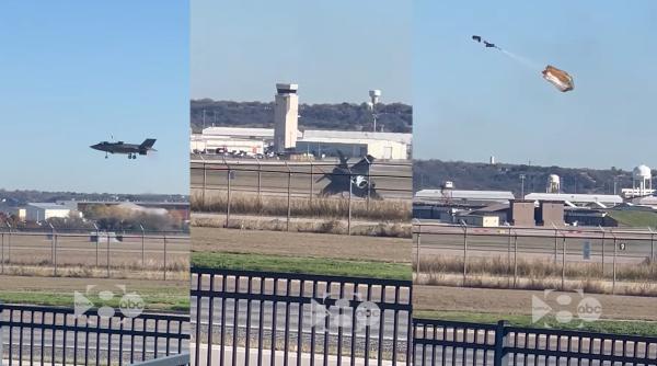 Avion de vânătoare, prăbușit într-o bază militară americană. Pilotul s-a catapultat în ultima clipă (VIDEO)