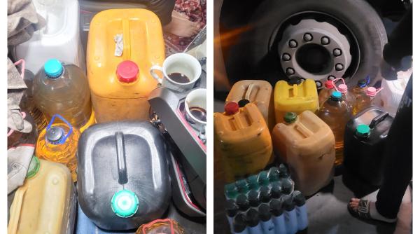 Un patron român și-a prins angajații în timp ce-i goleau rezervoarele TIR-urilor cu bidoanele. Ce a urmat