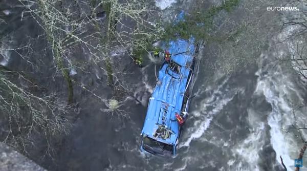 Șase morți după ce un autobuz a plonjat de pe un pod într-un râu în Spania