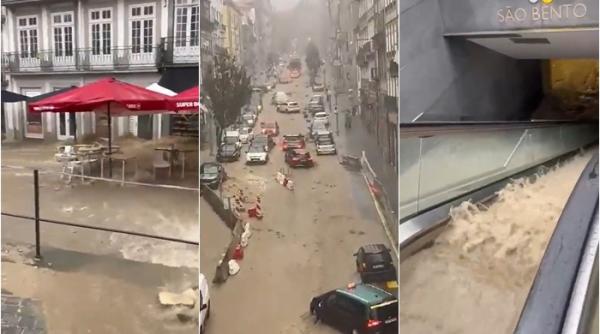 Potop în Portugalia: Inundaţii devastatoare mătură oraşul Porto (FOTO-VIDEO)