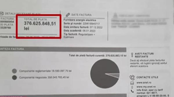 Un român a primit o factură colosală la energie electrică: 76 de milioane de euro 