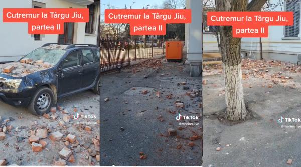 România tremură la cutremur: Clădiri crăpate, mașini avariate de bucățile de tencuială căzută, în Gorj (Video)