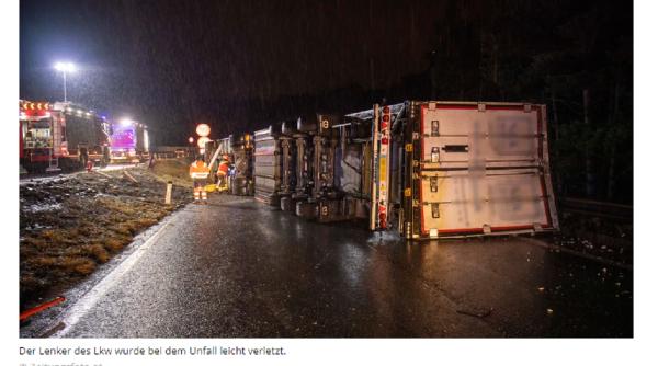 Austria. Un șofer român de TIR s-a răsturnat cu mastodontul pe o autostradă