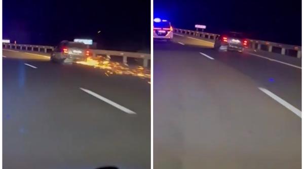 Român din Spania, prins de poliție în timp ce circula fără o roată pe autostradă
