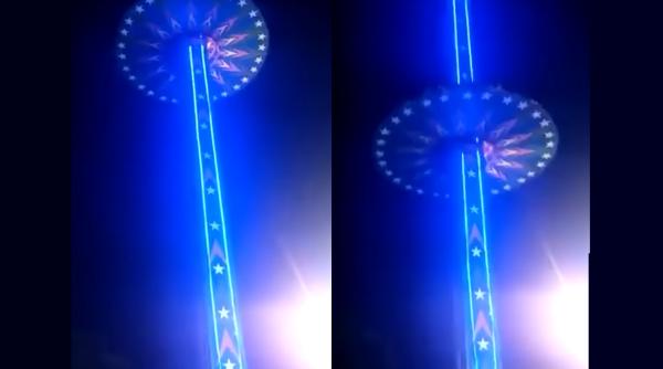 Moment de groază: O tiribombă dintr-un parc de distracții s-a prăbușit în două secunde, rănind 11 persoane VIDEO