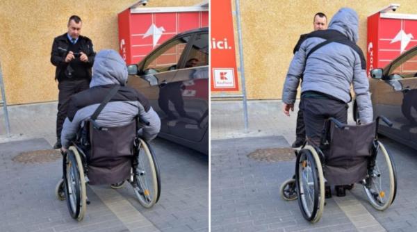 Cerșetor în scaun cu rotile, "vindecat" ca prin minune de polițiștii locali din Alba Iulia - FOTO