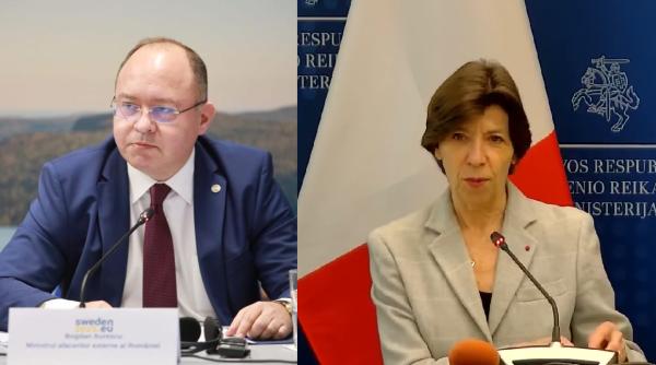 Întâlnire între Bogdan Aurescu și omologul său francez, Catherine Colonna, la București. Cei doi au discutat despre „aderarea României la spațiul Schengen”