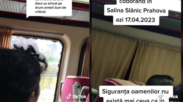 Panică și furie în microbuzul care transportă vizitatorii în Salina Slănic: Unul dintre geamuri s-a spart în mers (VIDEO)