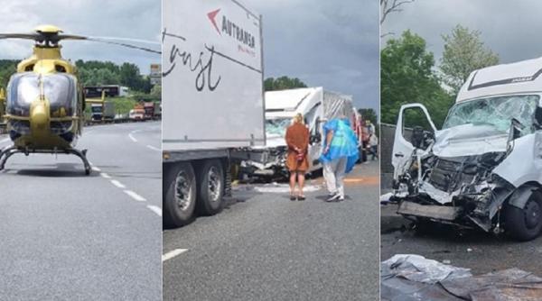 Franța. Șofer român, încarcerat în dubă după ce s-a izbit de un TIR: Conaționalul, transportat la spital, în stare gravă, cu elicopterul - FOTO