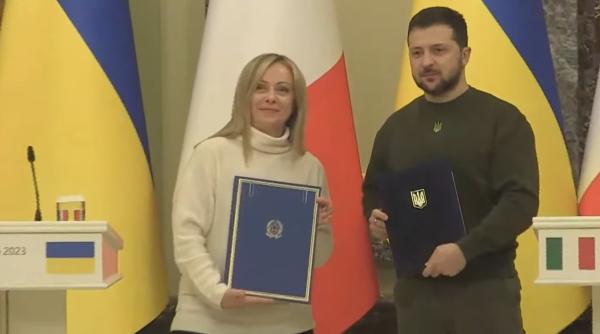 Întâlnire de gradul 0, în Italia. Meloni: "Pariem pe victoria Ucrainei" / Zelenski: "Nu voi uita ajutorul Italiei"