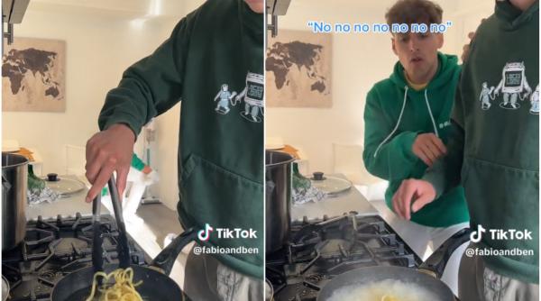 Șoc total pentru un italian când și-a văzut colegul american că pune spaghetele la prăjit: "În Italia, aș chema poliția să te aresteze"