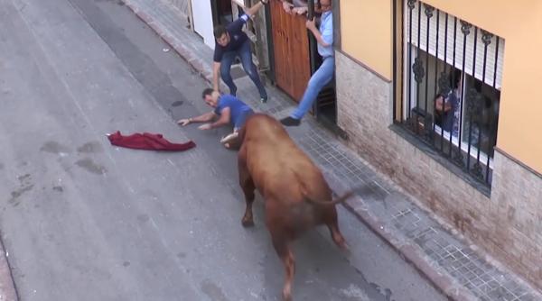 Incident tragic la o cursă de tauri din Spania: Un român a ajuns la spital cu hemoragie după ce a fost lovit de un taur