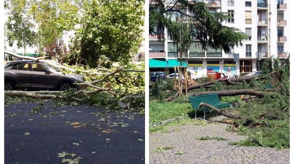 Orașul Milano, devastat după o furtună puternică. Au fost rafale de peste 100 de km/h cu grindină