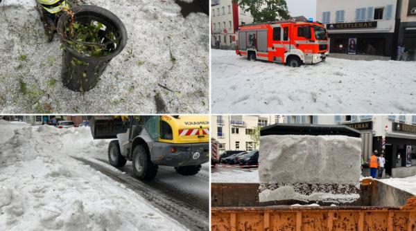 Grindină de 30 de centimetri în Germania. Autoritățile au scos plugurile de zăpadă pe străzi - FOTO