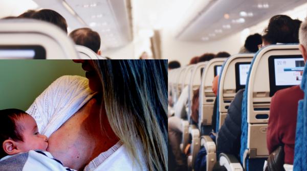 Scandal într-un avion: o mamă alăptează bebelușul ca să nu mai plângă, dar i se spune că gestul ei este nepotrivit. „Pasagerii se simt incomod"