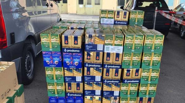 Germania. Polițiștii au găsit într-o dubă care venea în România 800 kg de cafea și 40 de litri de alcool de contrabandă