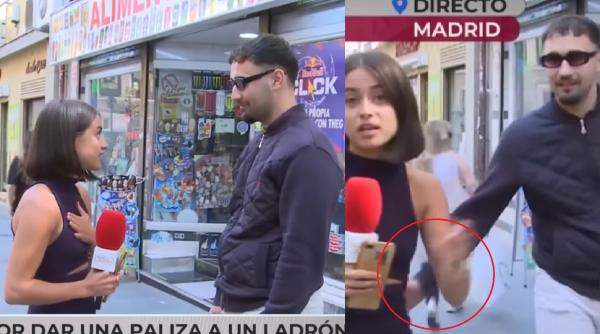Spania. Sute de comentarii după ce un român a pipăit în direct un reporter TV din Madrid - VIDEO