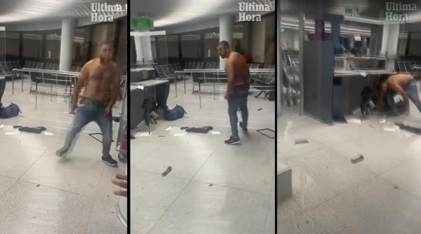 Pasager Ryanair, dezlănțuit pe un aeroport din Spania, după ce a pierdut zborul: A agresat personalul din aeroport și a distrus mobilierul / VIDEO
