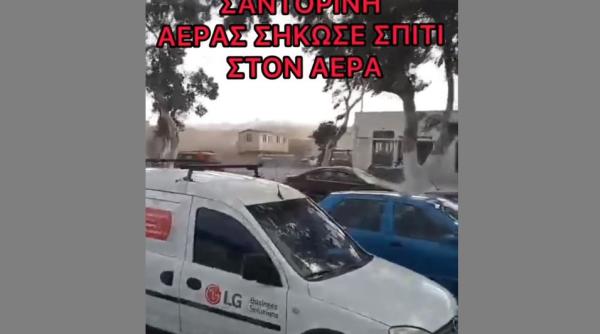 Furtuni puternice în Grecia: casă, luată pe sus de o tornadă, inundații și localități izolate