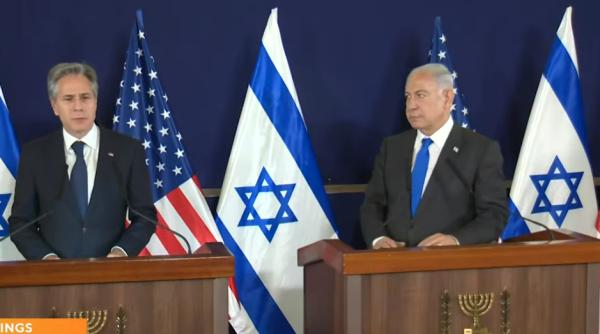 Premierul israelian Netanyahu i-a arătat secretarului de stat american Blinken fotografii cu bebeluşi morţi, ucişi de Hamas - VIDEO