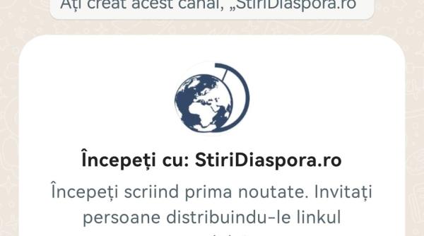 Am lansat canalul de WhatsApp StiriDiaspora: Abonează-te acum la cele mai noi știri cu și despre românii de pretutindeni