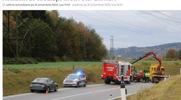 Momente de panică pentru o româncă, pe o autostradă din Austria: A ajuns cu roțile în sus